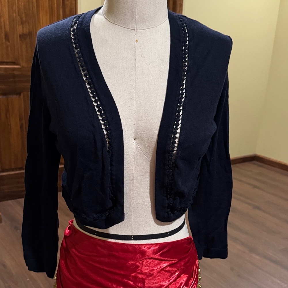 Talbots Black Open Front Cardigan
